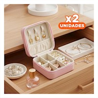 Pack2 Bolsa Joyero Mini Portatil para Mujer en Rosado Claro Y+Regalo Sticker
